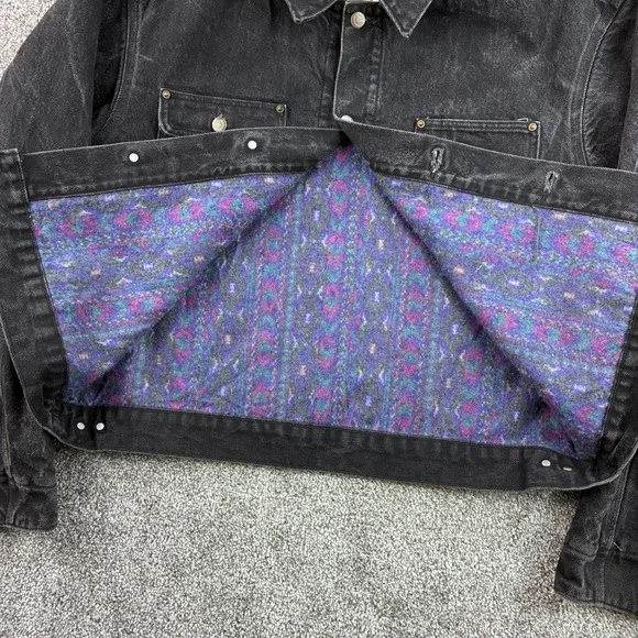 Vintage Carhartt Southwest Chore Jacket Mens L Double Black Denim